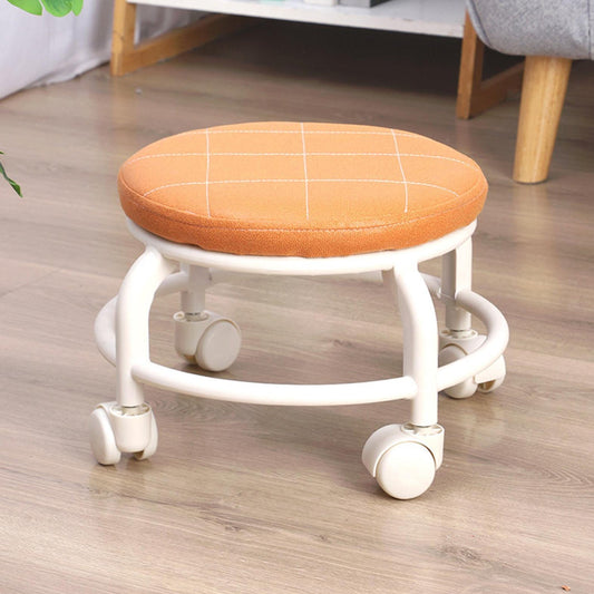 Roller Seat Stool Low Height Rolling Plastic Stool Multifunctional Small Household Movable Mini Stool Pulley Wheel Stool for Garage Home Library (1 Pc)