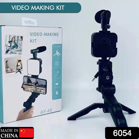 Vlogging Kit For Video Making With Mic Mini Tripod Stand Led Light Phone Holder Clip For Making Videos