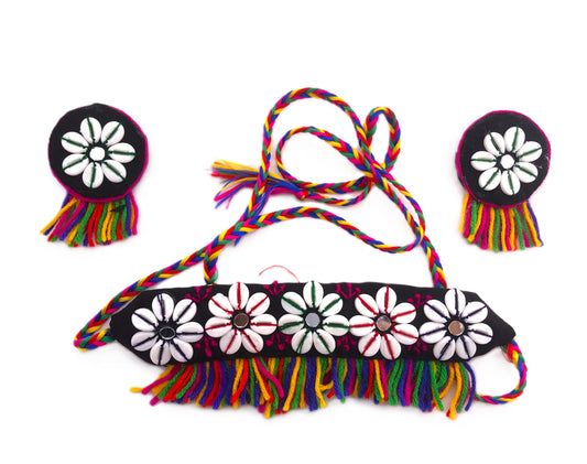 Handmade Cowrie Shell Necklace Set with Earrings – Traditional Navratri Jewelry