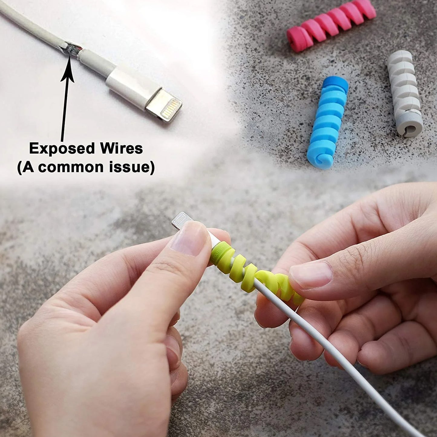 Spiral Charger Cable Protector Data Cable Saver Charging Cords Protective For All Universal Earphone Cable Cover (Pack Of 10)