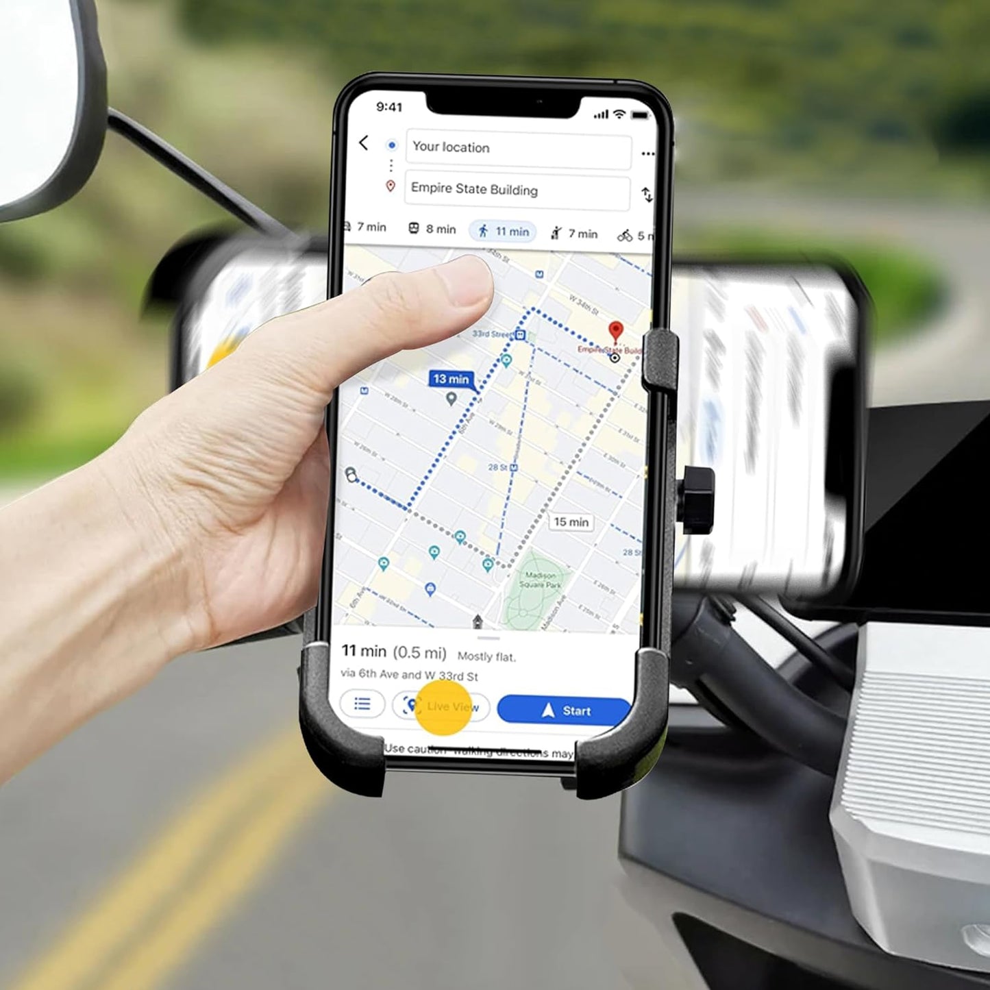 Full Metal Body Bike  Scooty 360 Degree Rotating Mobile Holder Stand For Bicycle Motorcycle Scooty For Maps And Gps Navigation Fits All Smartphones (1 Pc)