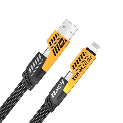 Ultimate Travel & Tech Essentials Combo – 4-in-1 Fast Charging Cable + Waterproof Pouch + Triangle Phone Stand + Cable Organizer (Pack of 4)
