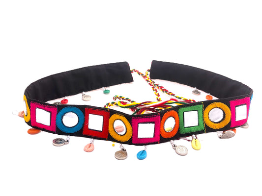 Handmade Mirror Work Kamarbandh Waist Belt with Coins for Women