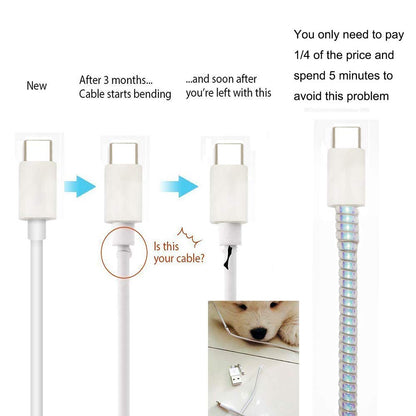 Metallic Finish Cable Spiral Protectorwire Repairpet Cord Protectorheadphone Saver Cable Wrapcover For Mac Charging Cable