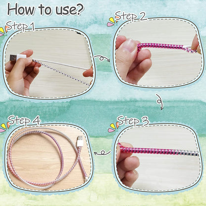 Metallic Finish Cable Spiral Protectorwire Repairpet Cord Protectorheadphone Saver Cable Wrapcover For Mac Charging Cable