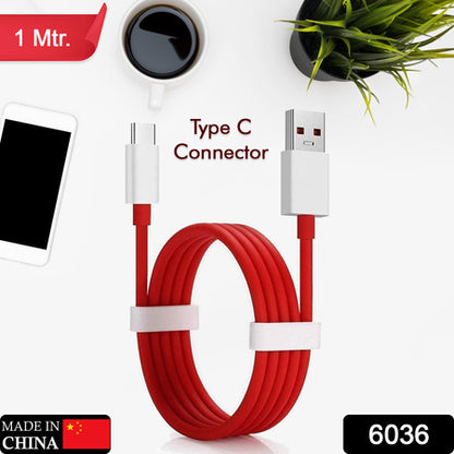 Unique Type C Dash Charging Usb Data Cable  Fast Charging Cable  Data Transfer Cable For C Type Mobile Use 1 Meter ( Red )