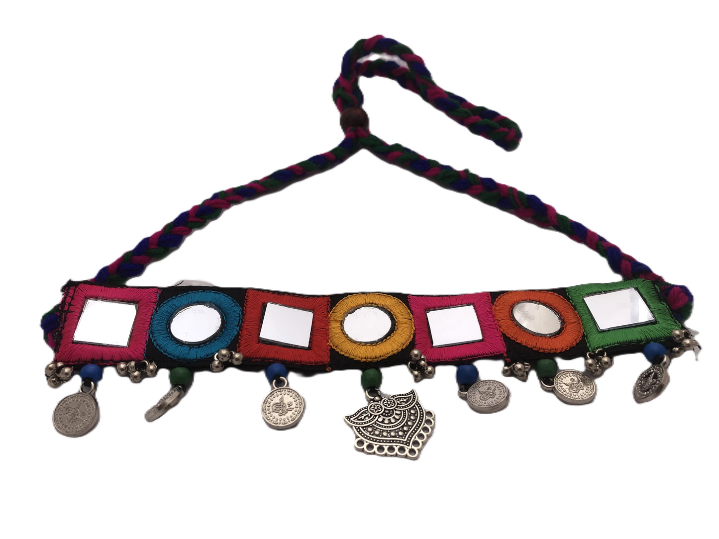 Trendy Handmade Mirror Work Choker Necklace & Earrings Set for Women