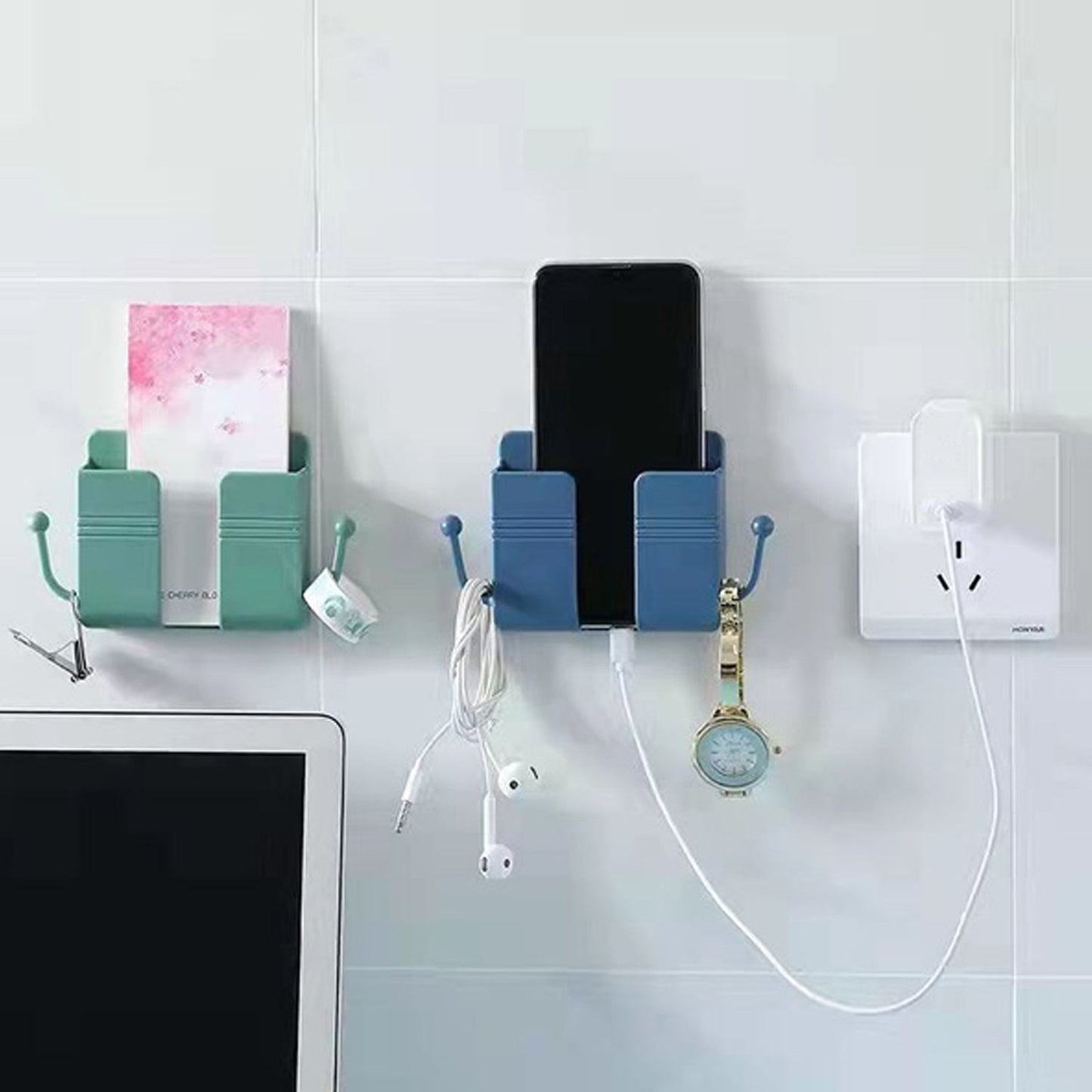 Pc Wallmount Mobile Stand With Hook Design Used In All Kinds Of Places Including Household And Many More As A Hanging Support For Cloths And Stuffs Purposes.