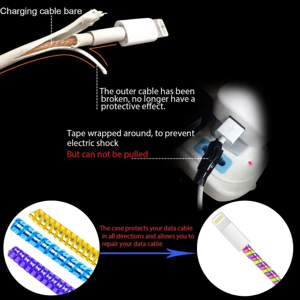 Metallic Finish Cable Spiral Protectorwire Repairpet Cord Protectorheadphone Saver Cable Wrapcover For Mac Charging Cable